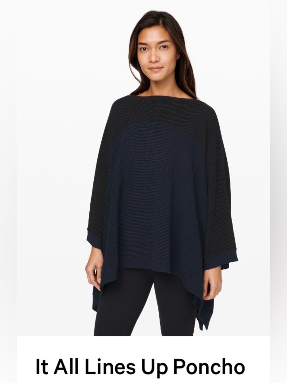 EUC Lululemon It All Lines Up Navy & Black Poncho Sweater